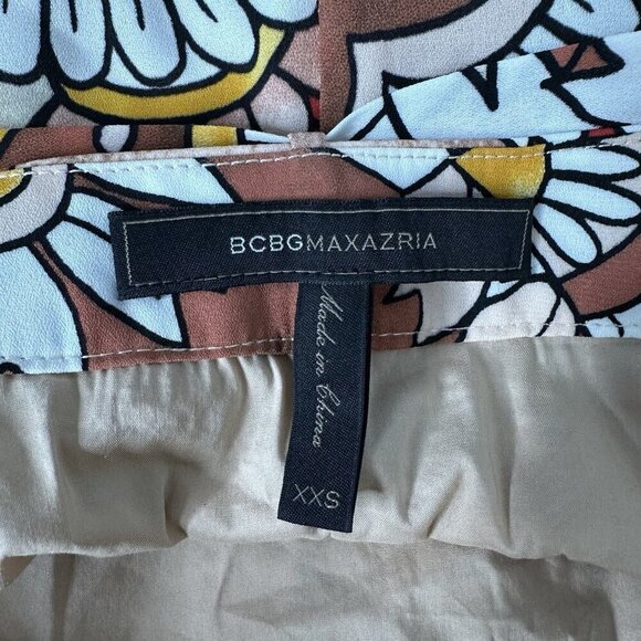 Bcbg Maxi Wrap Skirt Sz XXS Floral Paisley Dusty Rio Red - Picture 11 of 12